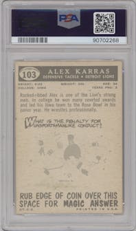 Alex Karras from the 1959 Topps set graded by PSA and given an overall grade of 4.