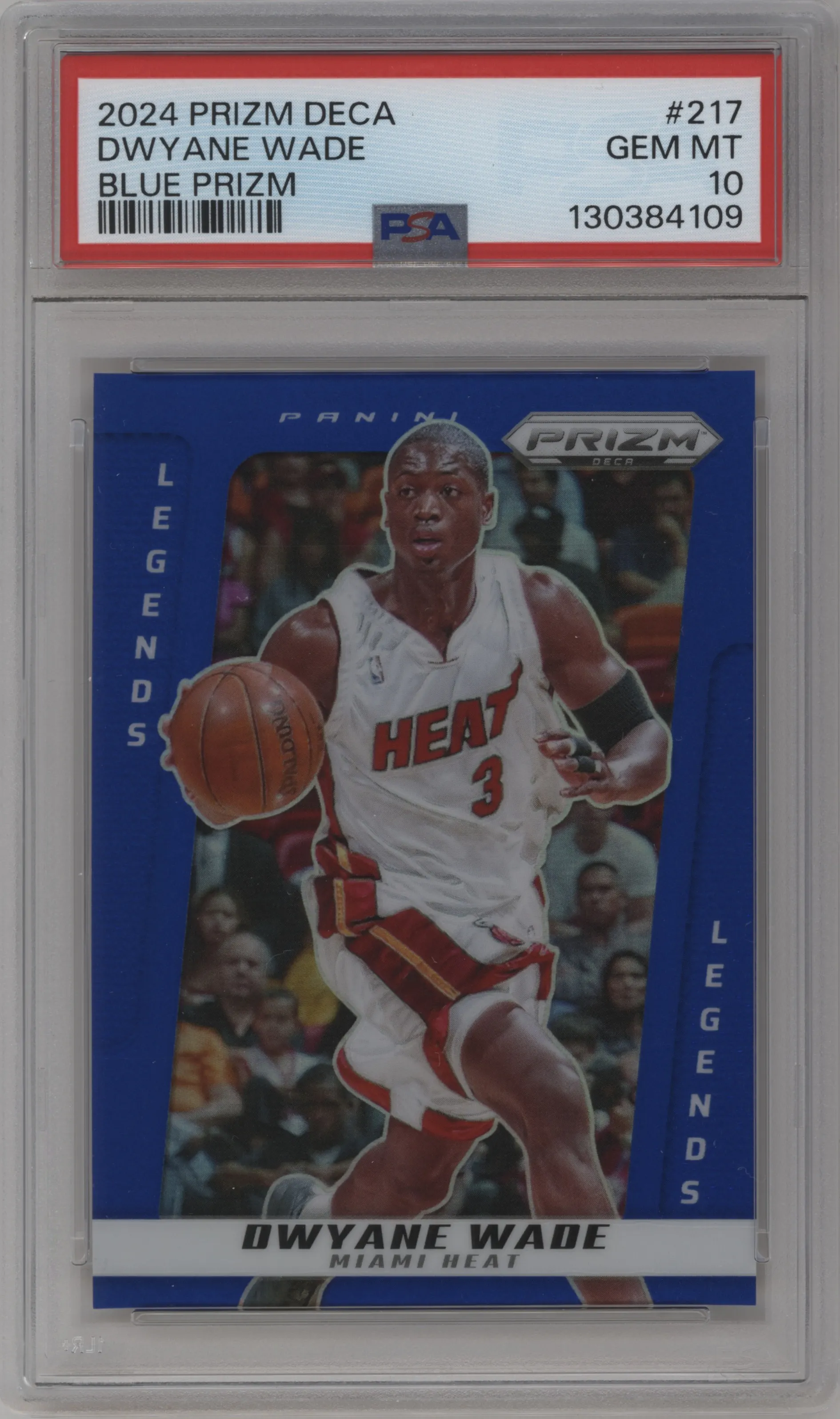 2024 Panini Prizm Deca Dwyane Wade Blue Prizm #217 PSA 10