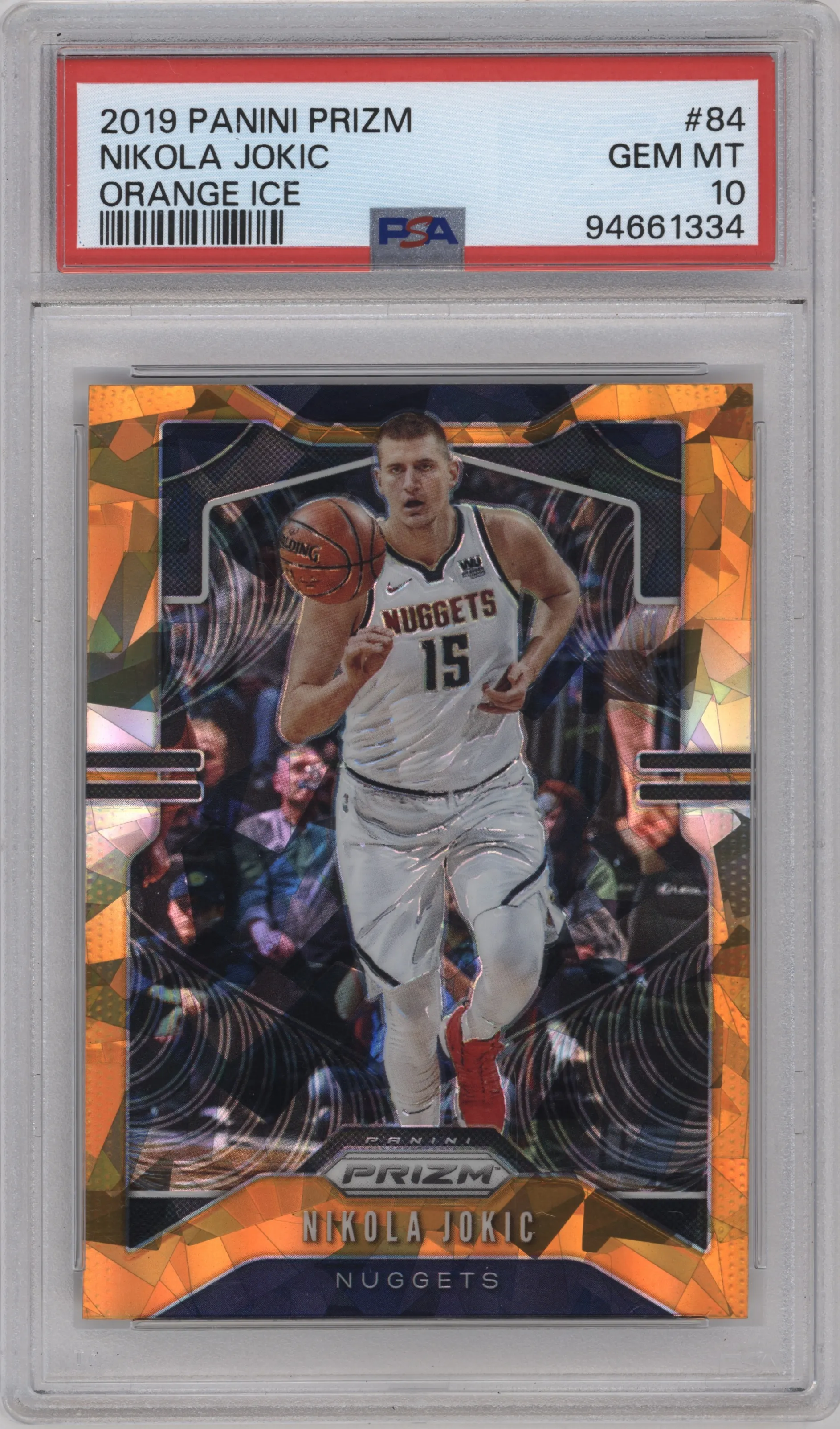 2019 Panini Prizm Nikola Jokic Orange Ice #84 PSA 10