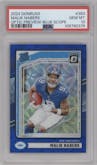 Malik Nabers from the 2024 Donruss set featuring a Blue Scope parallel graded by PSA and given an overall grade of 10.