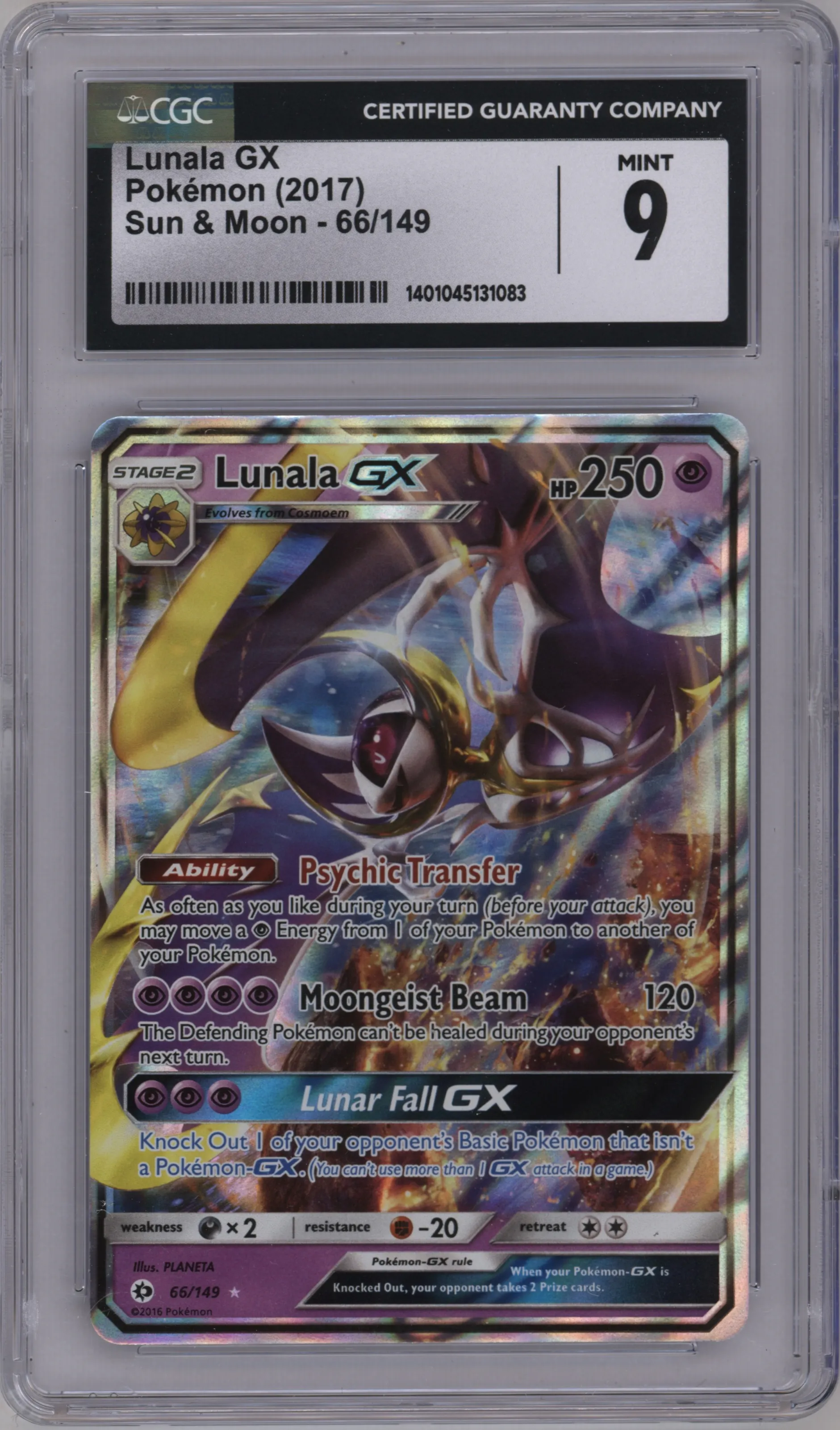 2017 Pokemon S&M Lunala GX #66 CGC 9