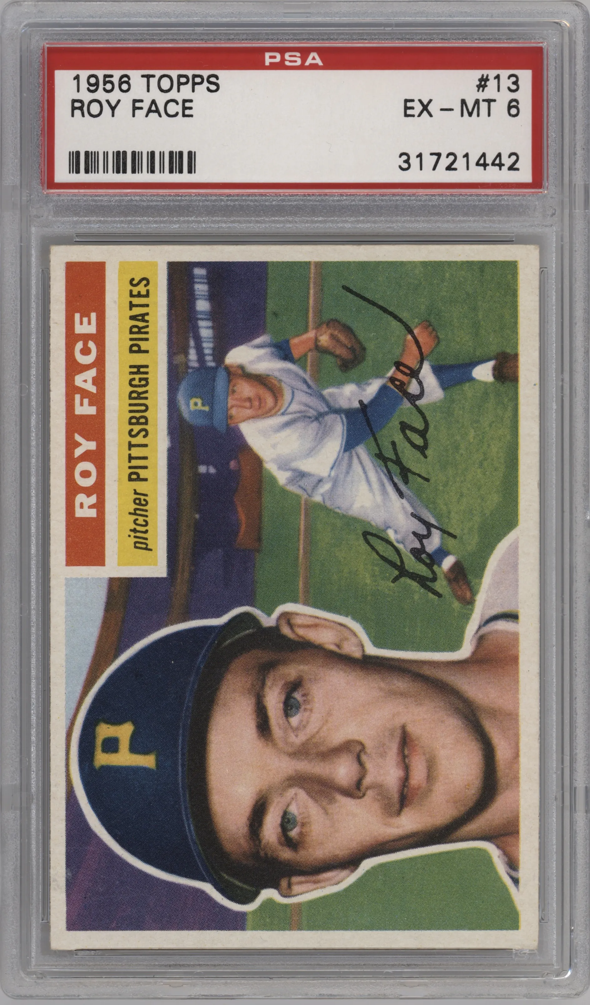 1956 Topps Roy Face Gray Back #13 PSA 6