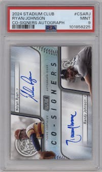 Nolan Ryan/Randy Johnson from the 2024 Topps Stadium Club set graded by PSA and given an overall grade of 9.