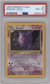 Gengar from the 1999 Pokemon set graded by PSA and given an overall grade of 8.