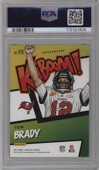 Tom Brady from the 2021 Panini Absolute set graded by PSA and given an overall grade of 9.