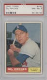 Gil Hodges from the 1961 Topps set graded by PSA and given an overall grade of 8.
