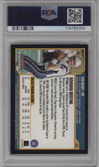 Tom Brady from the 2000 Bowman Chrome set graded by PSA and given an overall grade of 10.