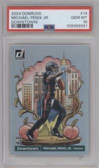 Michael Penix Jr. from the 2024 Donruss set graded by PSA and given an overall grade of 10.