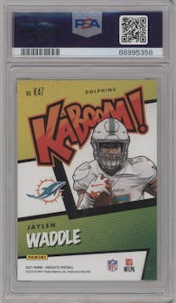 Jaylen Waddle from the 2021 Panini Absolute set graded by PSA and given an overall grade of 9.
