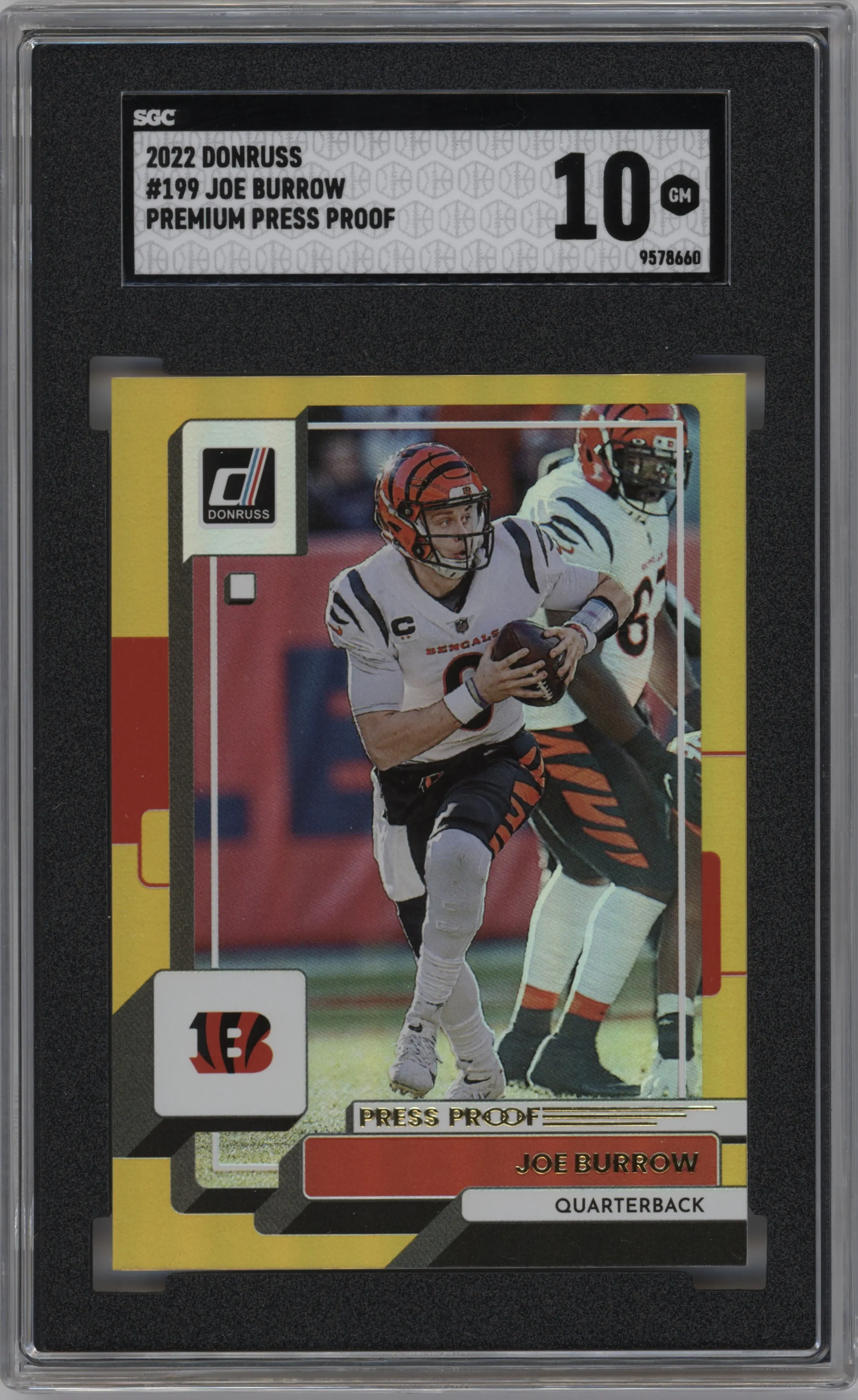 2022 Panini Donruss Joe Burrow Press Proof Premium #199 SGC 10