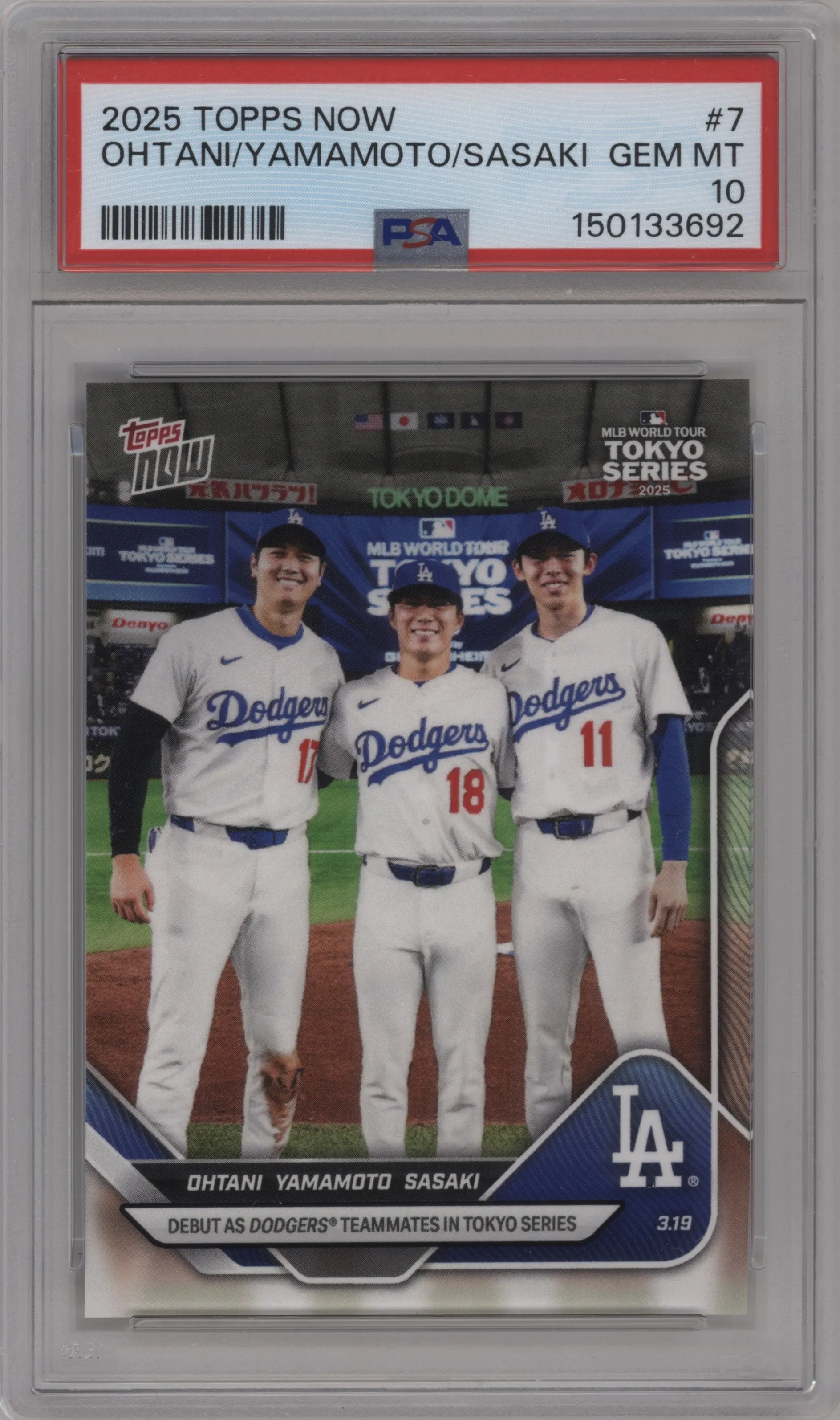 2025 Topps Now Shohei Ohtani/Yoshinobu Yamamoto/Roki Sasaki PSA 10
