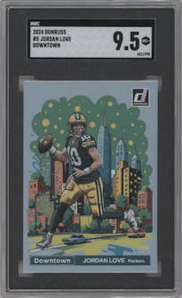Jordan Love from the 2024 Donruss set graded by SGC and given an overall grade of 9.5.