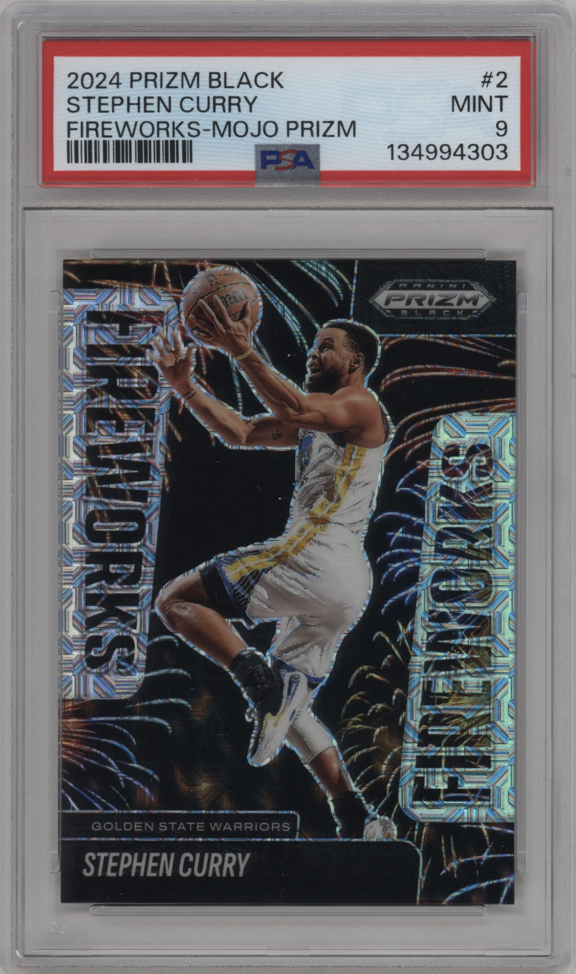2024 Panini Prizm Black Fireworks Stephen Curry Mojo PSA 9