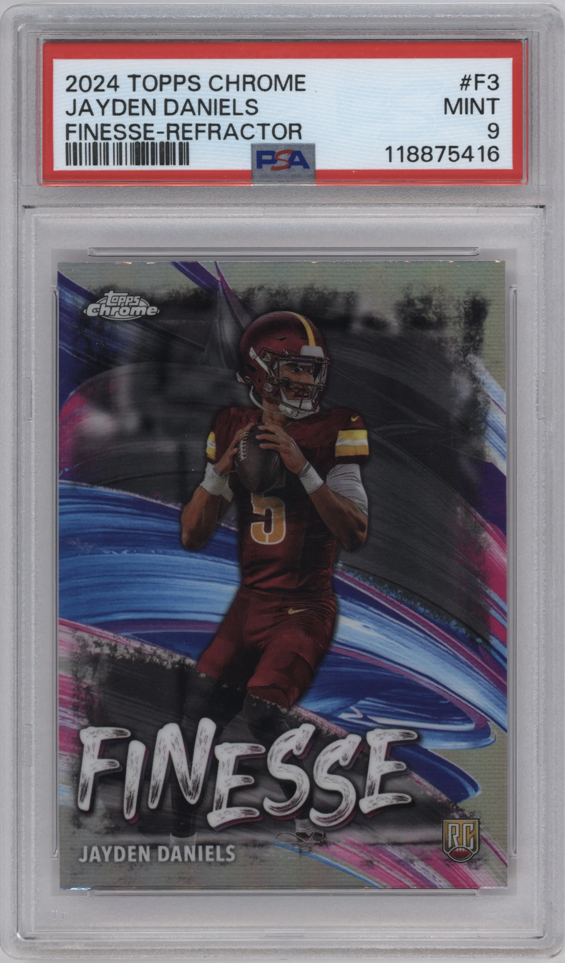 2024 Topps Chrome Finesse Jayden Daniels Refractor PSA 9