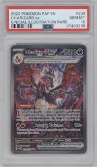 Charizard ex from the 2024 Pokemon SV set graded by PSA and given an overall grade of 10.