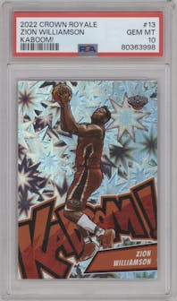 Zion Williamson from the 2022-23 Panini Crown Royale set graded by PSA and given an overall grade of 10.