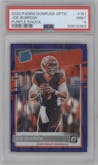 Joe Burrow from the 2020 Panini Donruss Optic set featuring a Purple Shock parallel graded by PSA and given an overall grade of 9.