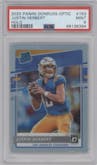 Justin Herbert from the 2020 Panini Donruss Optic set featuring a Holo parallel graded by PSA and given an overall grade of 9.