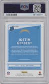 Justin Herbert from the 2020 Panini Donruss Optic set featuring a Holo parallel graded by PSA and given an overall grade of 9.