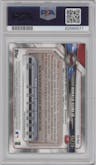 Ronald Acuna Jr. from the 2018 Topps Holiday Bowman set featuring a Green Festive parallel graded by PSA and given an overall grade of 9.