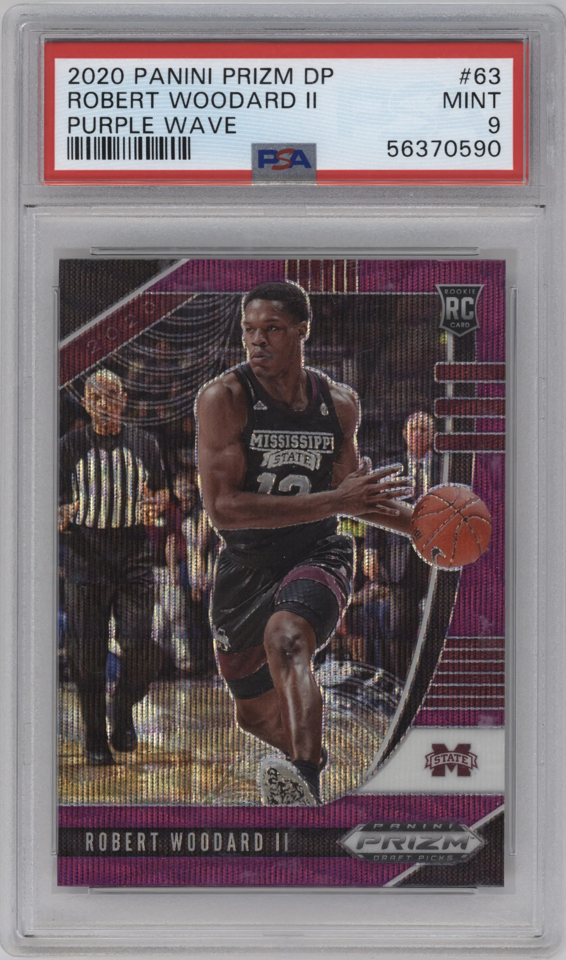 2020 Panini Prizm Draft Picks Robert Woodard II Purple Wave PSA 9