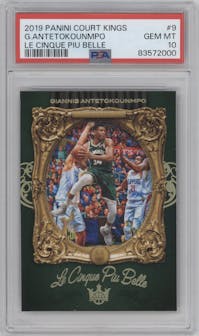 Giannis Antetokounmpo from the 2019-20 Panini Court Kings set graded by PSA and given an overall grade of 10.