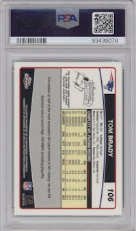 Tom Brady from the 2006 Topps Chrome set graded by PSA and given an overall grade of 10.