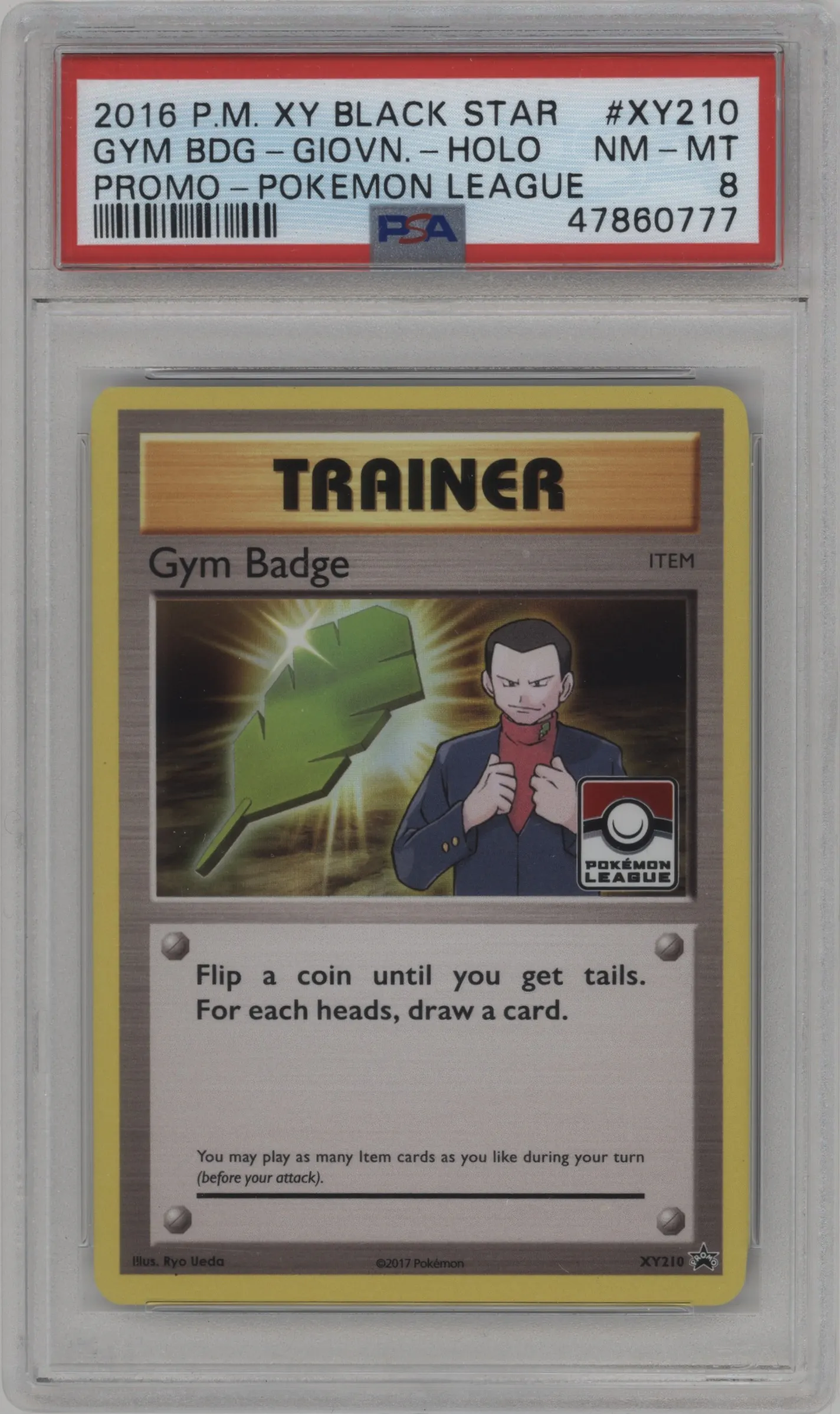 2017 Pokemon XY Gym Badge Pokemon League #XY210 PSA 8