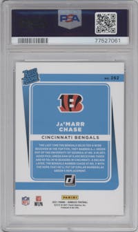 Ja'Marr Chase from the 2021 Panini Donruss set graded by PSA and given an overall grade of 10.