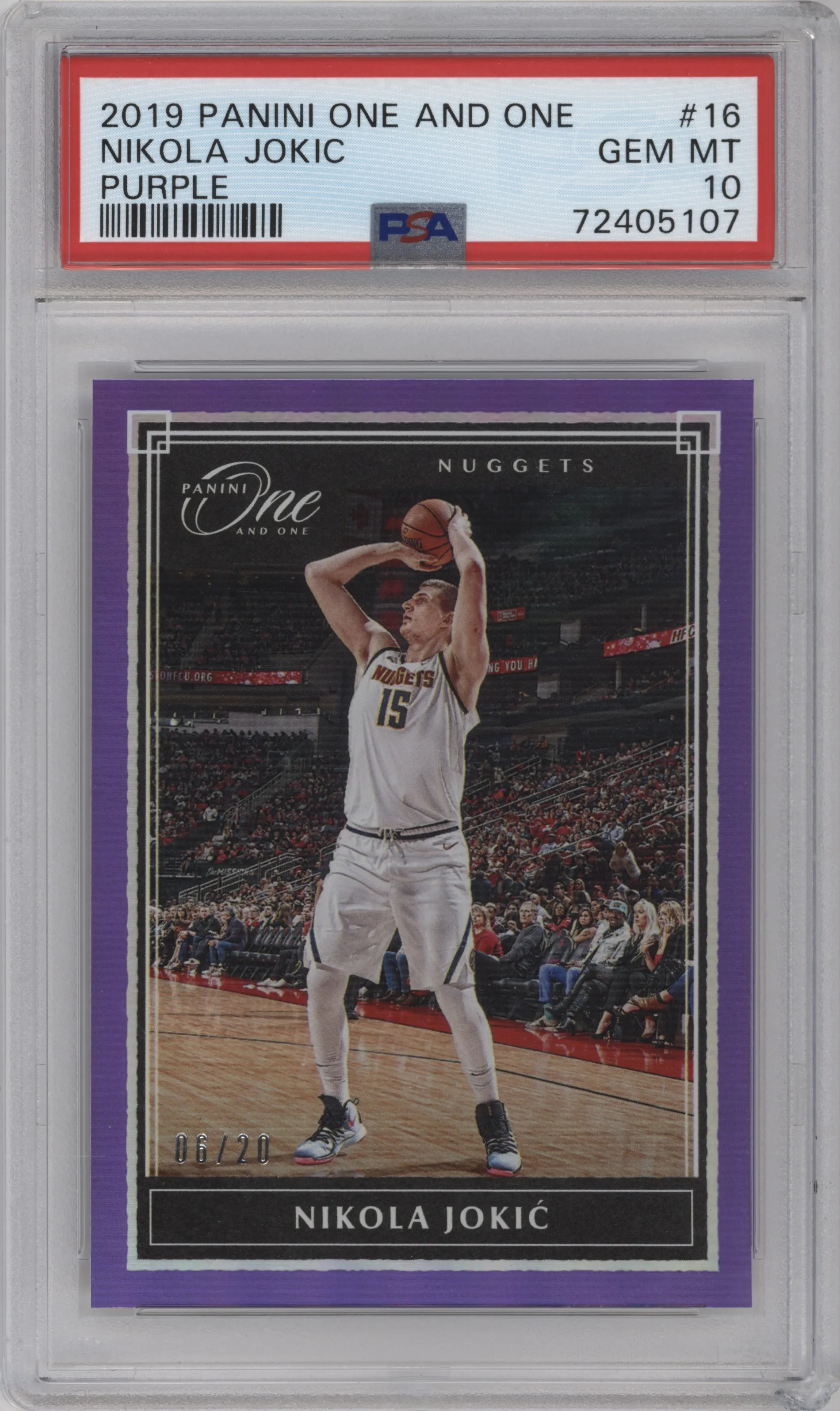 2019 Panini One and One Nikola Jokic Purple #16 PSA 10