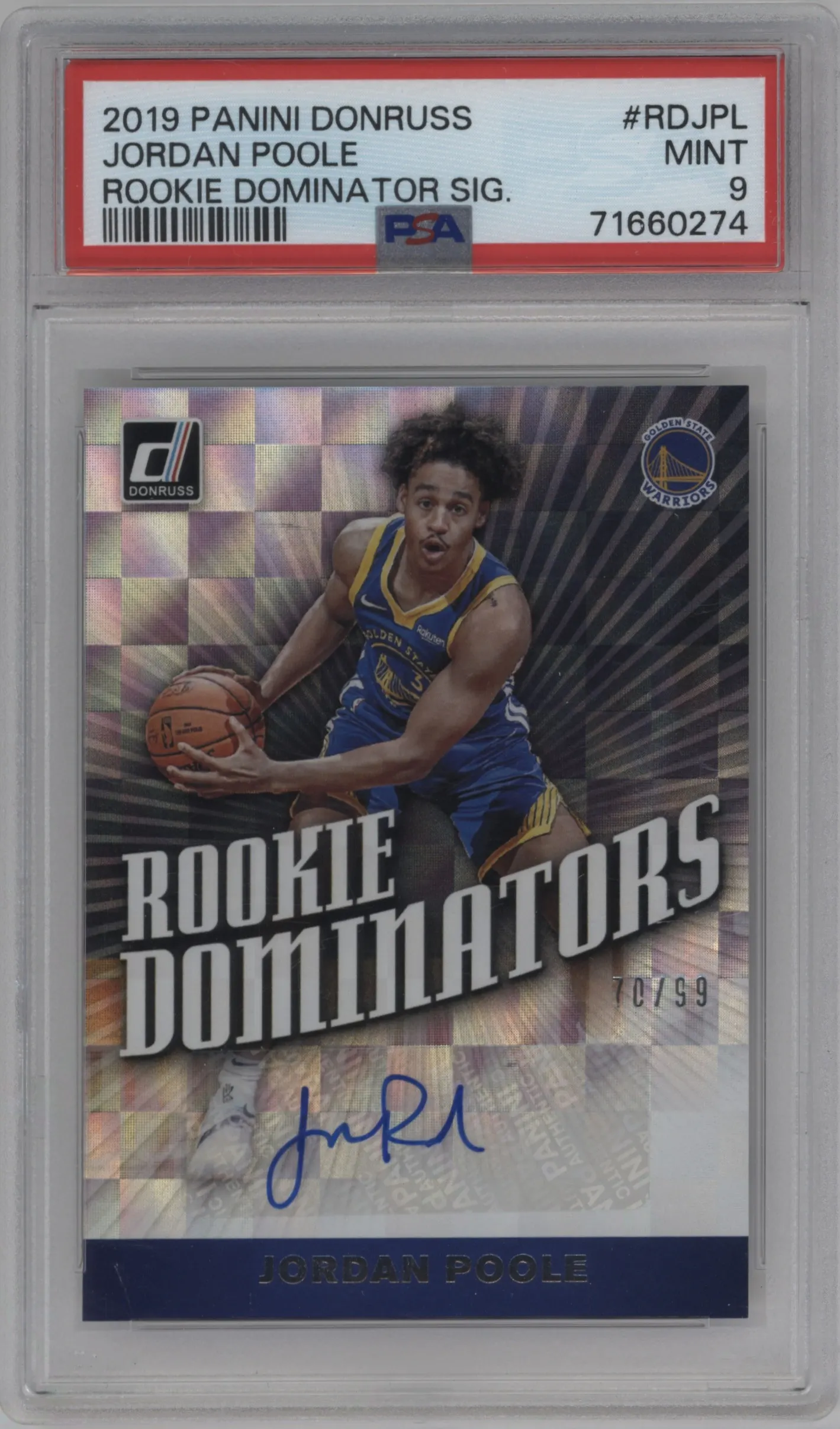 2019 Panini Donruss Rke.Dominator Sig. Jordan Poole PSA 9