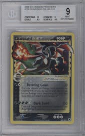 Charizard Gold Star from the 2006 Pokemon EX set graded by Beckett and given an overall grade of 9.