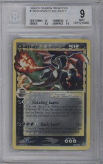Charizard Gold Star from the 2006 Pokemon EX set graded by Beckett and given an overall grade of 9.