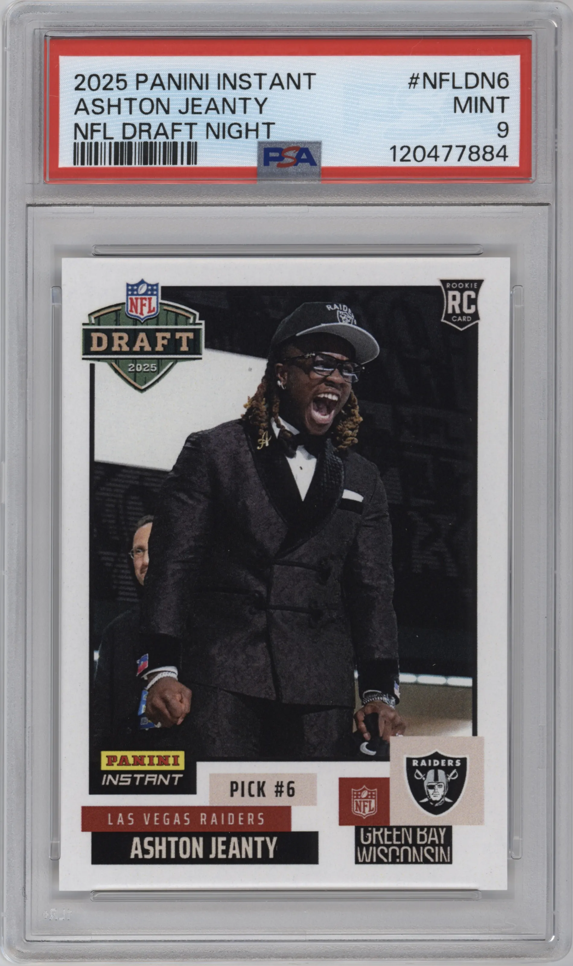 2025 Panini Instant NFL Draft Night Ashton Jeanty PSA 9