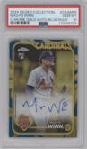 Masyn Winn from the 2024 Topps Gilded Collection set featuring a Blue/Gold parallel graded by PSA and given an overall grade of 10.