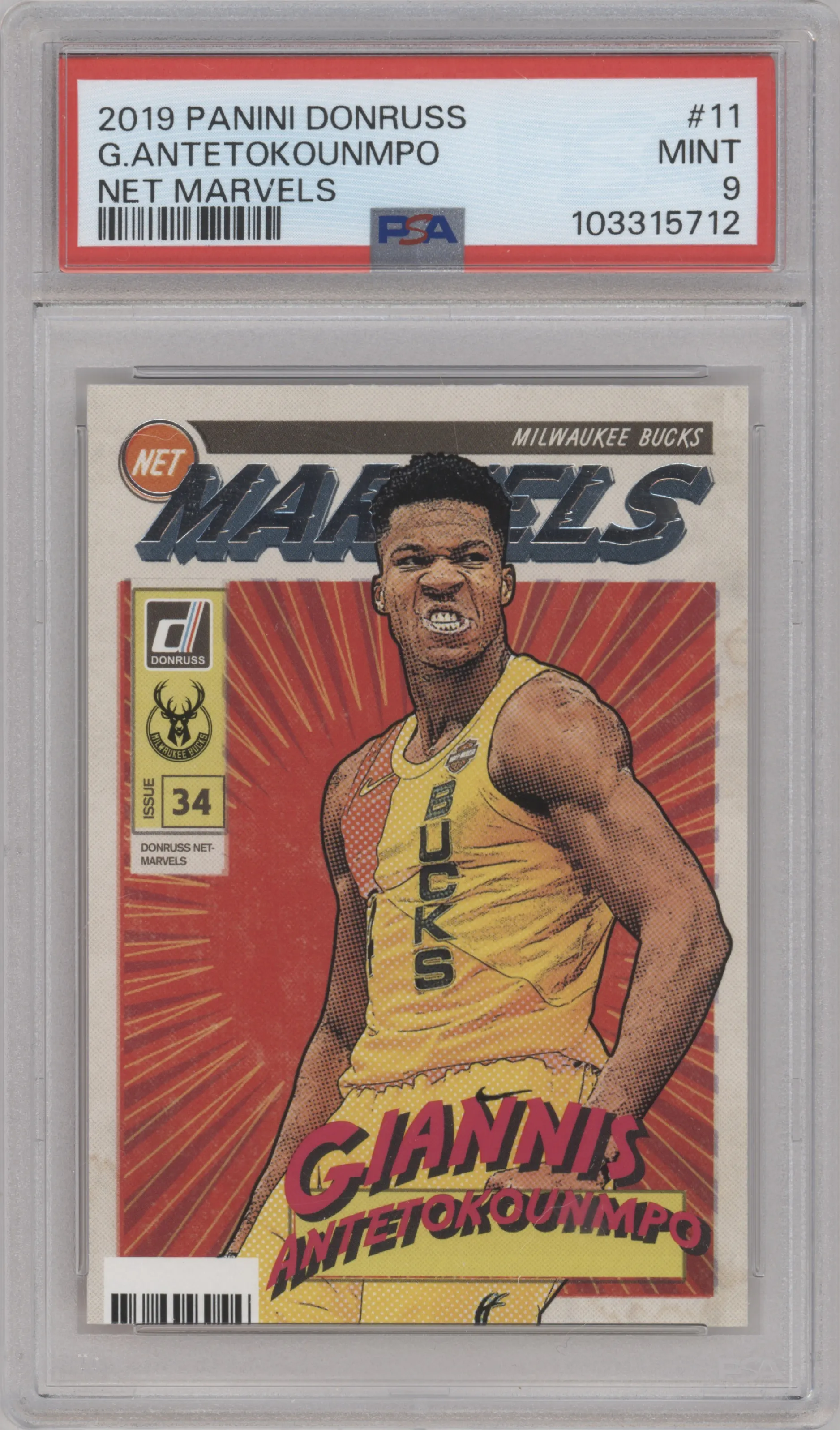 2019 Panini Donruss Net Marvels Giannis Antetokounmpo #11 PSA 9