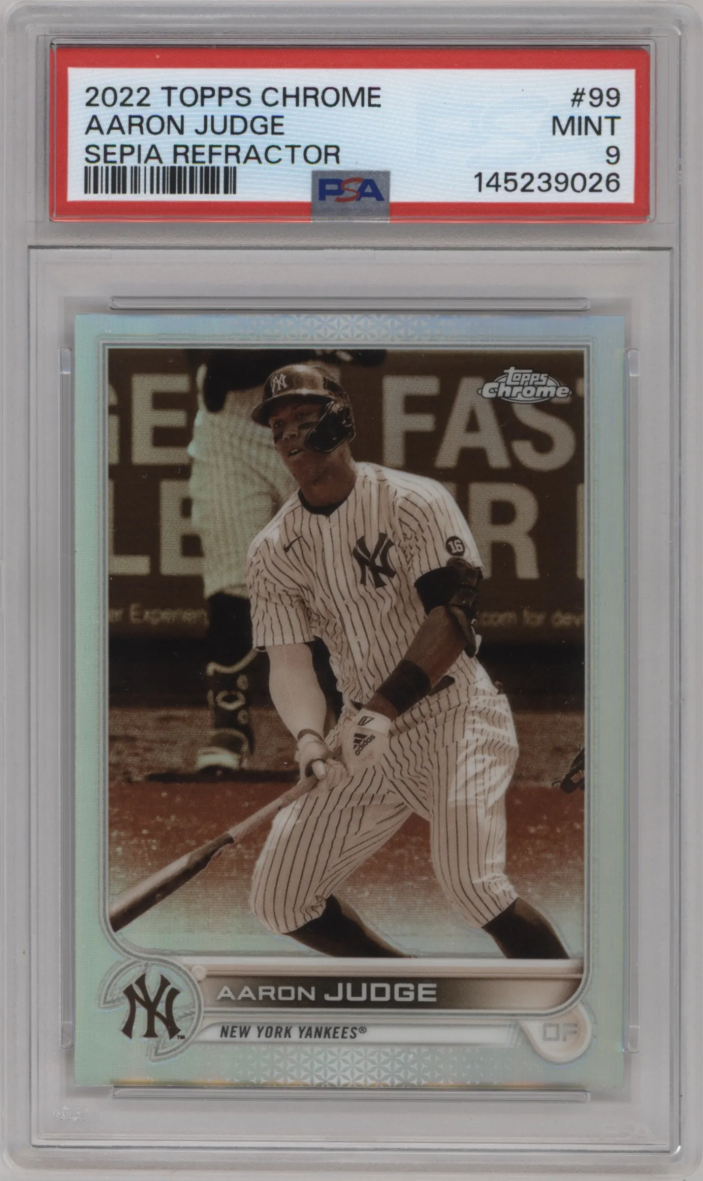 2022 Topps Chrome Aaron Judge Sepia Refractor PSA 9