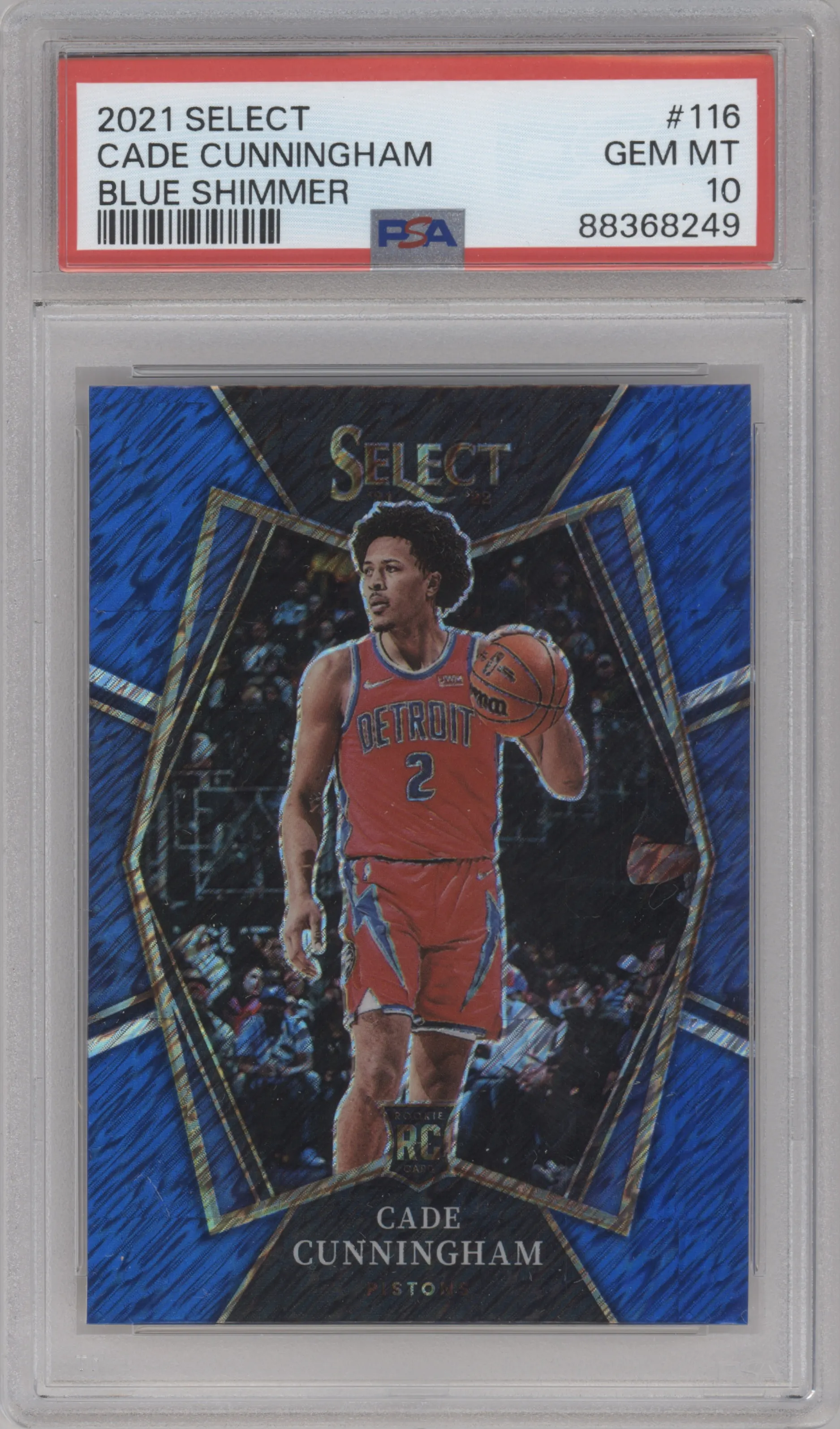 2021 Panini Select Pre.Lvl. Cade Cunningham Blue Shimmer #116 PSA 10