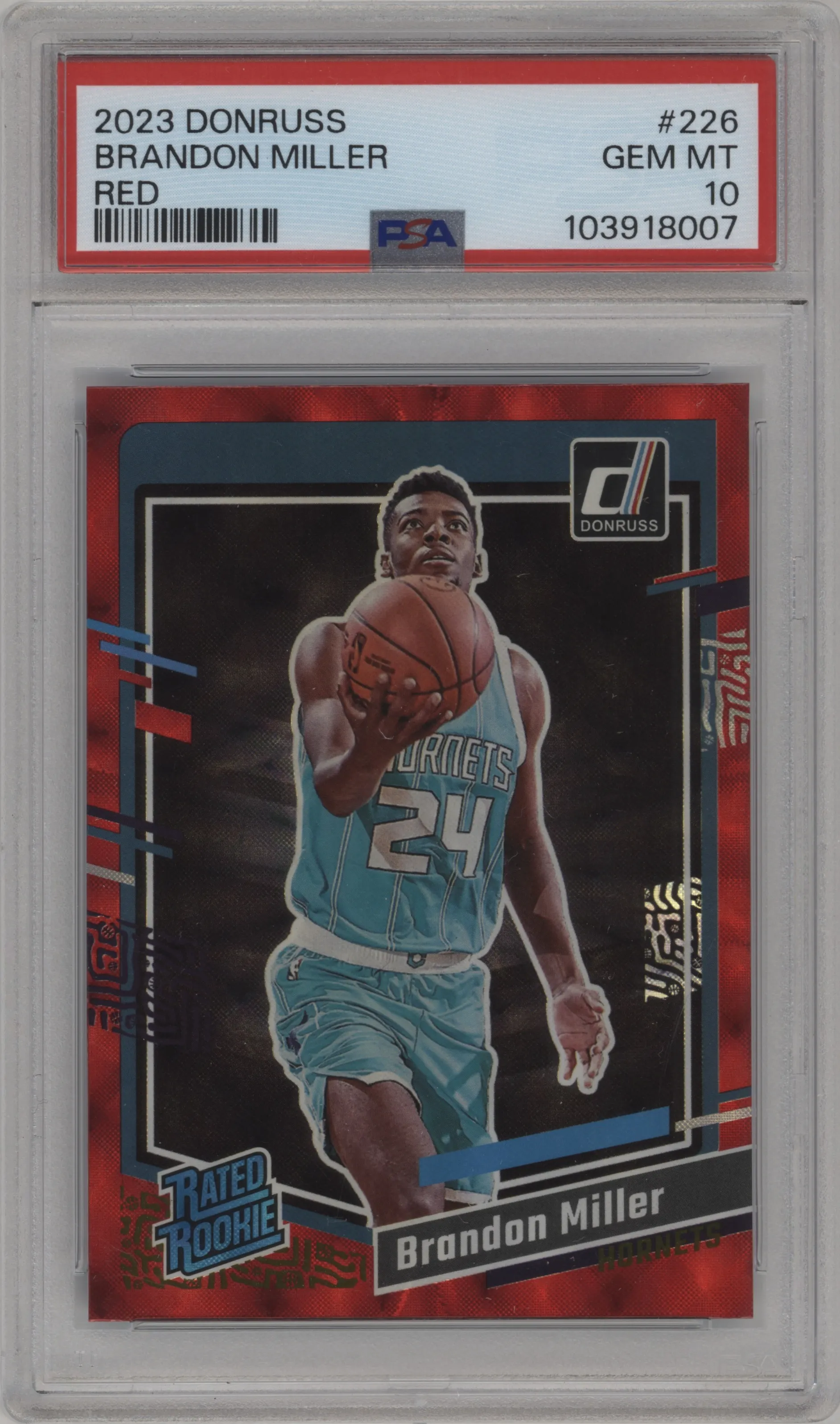 2023 Panini Donruss Rated Rookie Brandon Miller Red #226 PSA 10