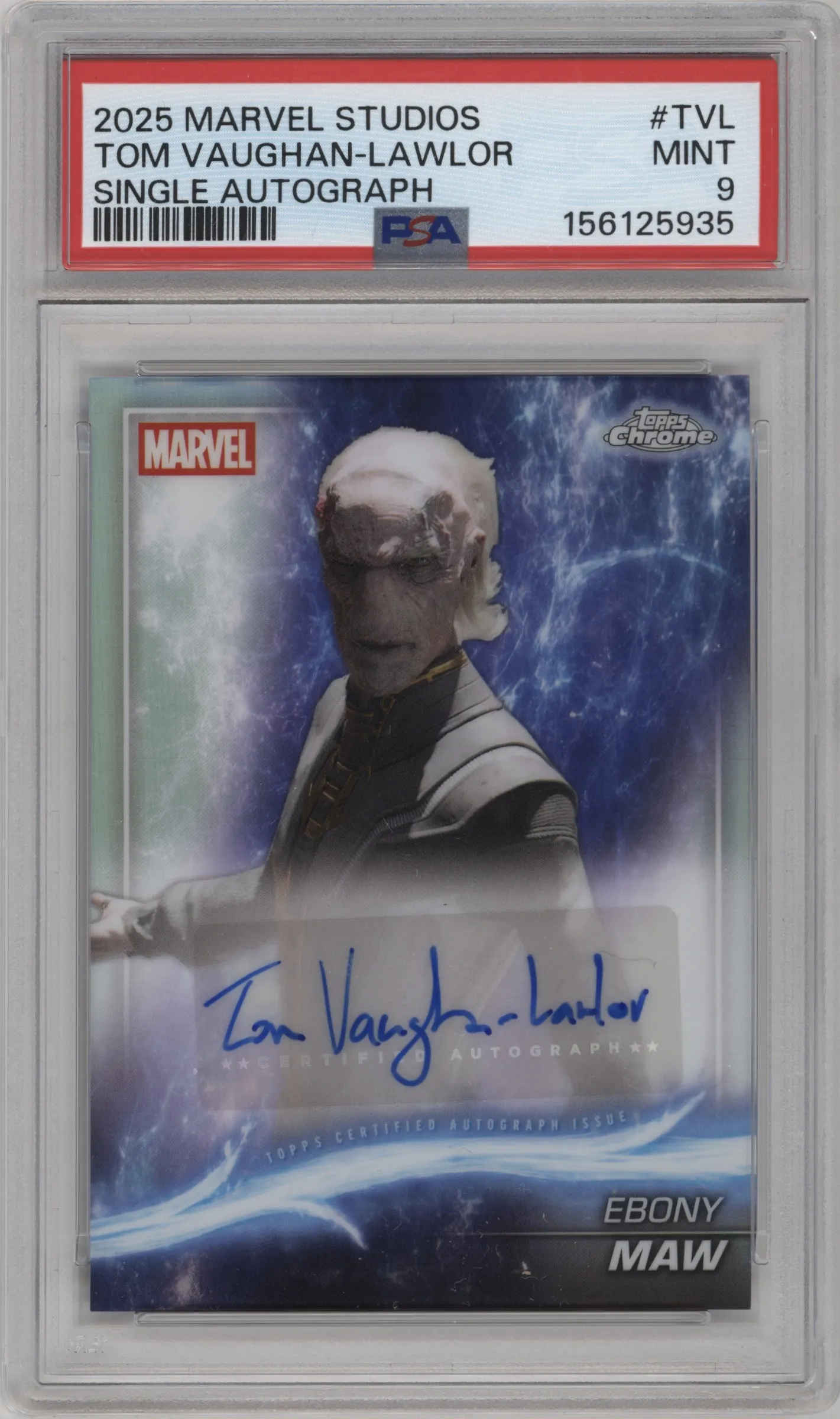 2025 Topps Chrome Marvel Studios Auto Tom Vaughan-Lawlor PSA 9