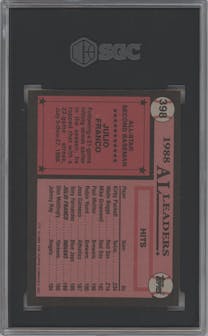 Julio Franco from the 1989 Topps set graded by SGC and given an overall grade of 9.