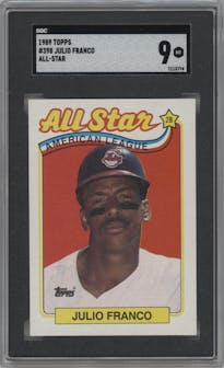 Julio Franco from the 1989 Topps set graded by SGC and given an overall grade of 9.