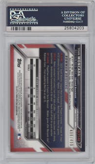 Yoan Moncada from the 2016 Bowman set featuring a Refractor parallel graded by PSA and given an overall grade of 10.