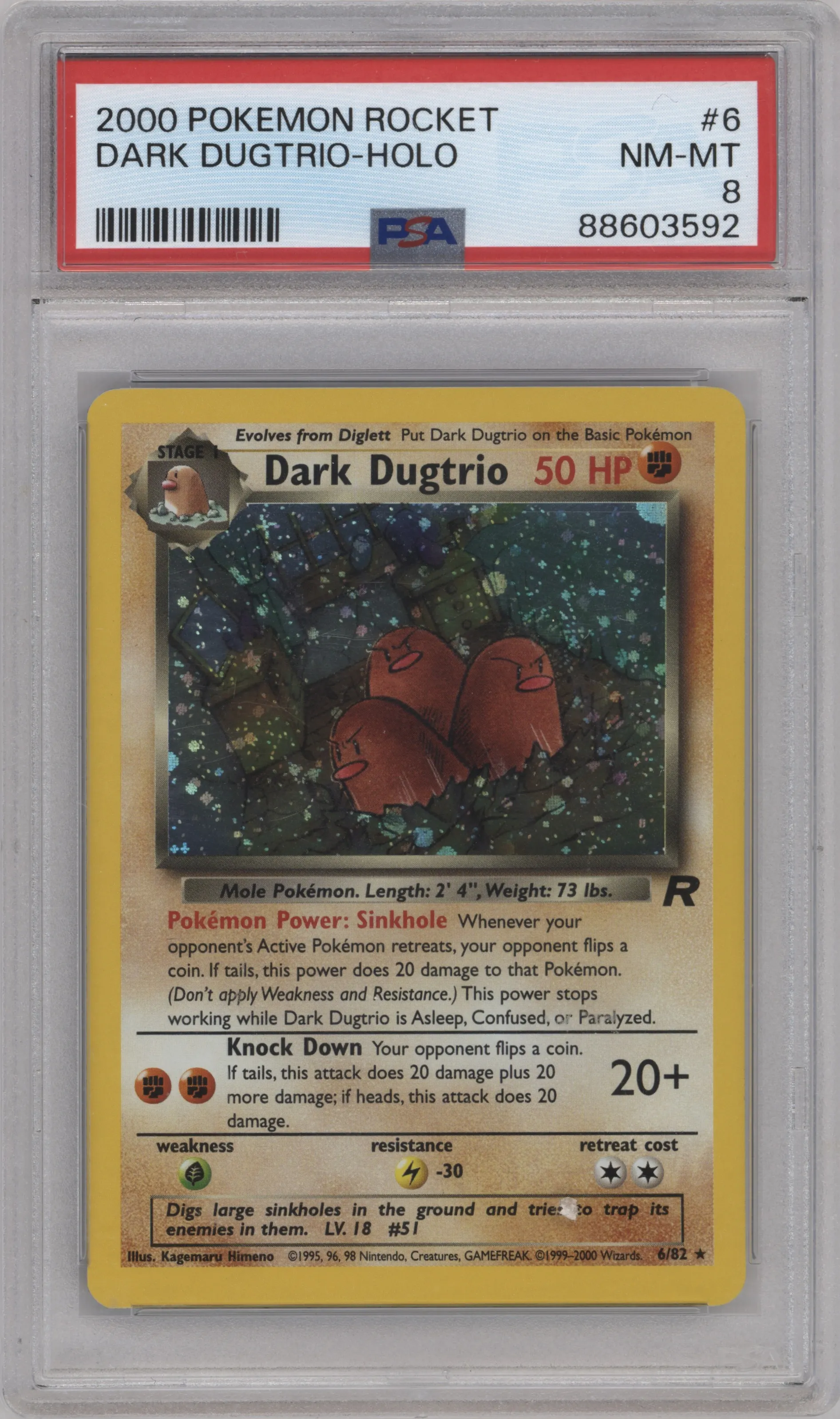 2000 Pokemon Team Rocket Dark Dugtrio #6 PSA 8