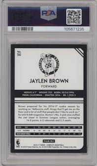 Jaylen Brown from the 2016-17 Panini Complete set featuring a Silver parallel graded by PSA and given an overall grade of 8.5.