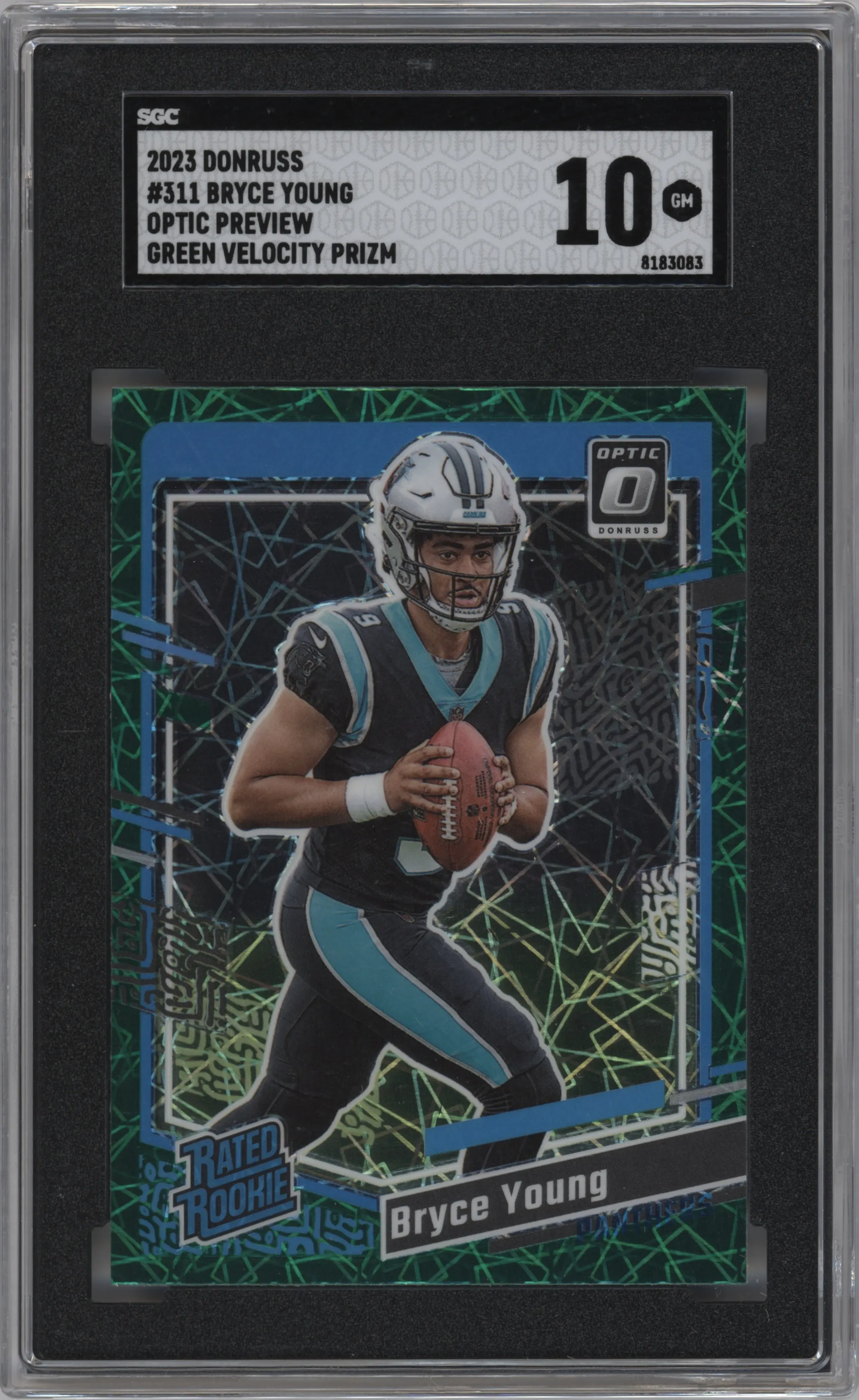 2023 Panini Donruss Opt.Rtd.Rke.Prev. Bryce Young Green Velocity #311 SGC 10
