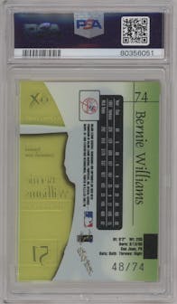 Bernie Williams  from the 1998 SkyBox E-X2001 set featuring a Essential Credentials Now parallel graded by PSA and given an overall grade of 7.
