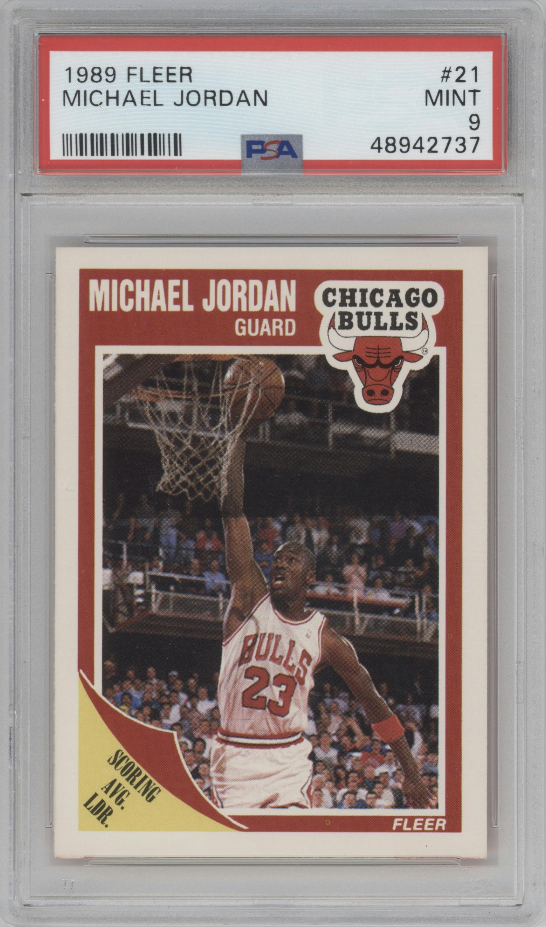 Michael Jordan from the 1989-90 Fleer set graded by PSA and given an overall grade of 9.