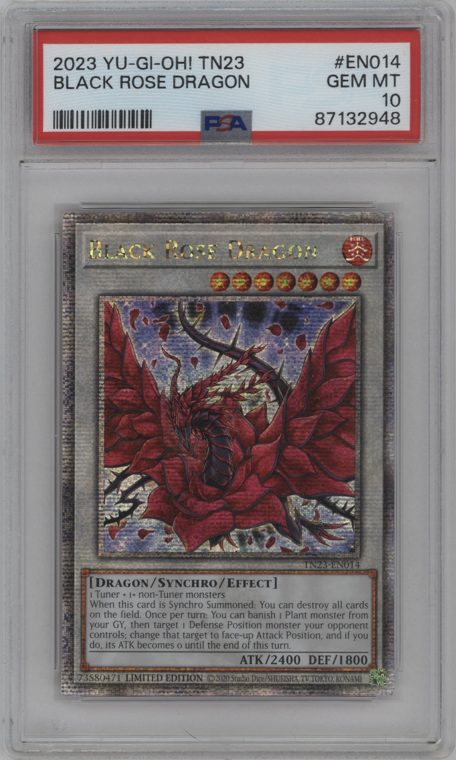 2023 Yu-Gi-Oh! 25th Anniv.Dueling Heroes Black Rose Dragon Limited Edition Quarter Century Secret Rare #TN23-EN014 PSA 10