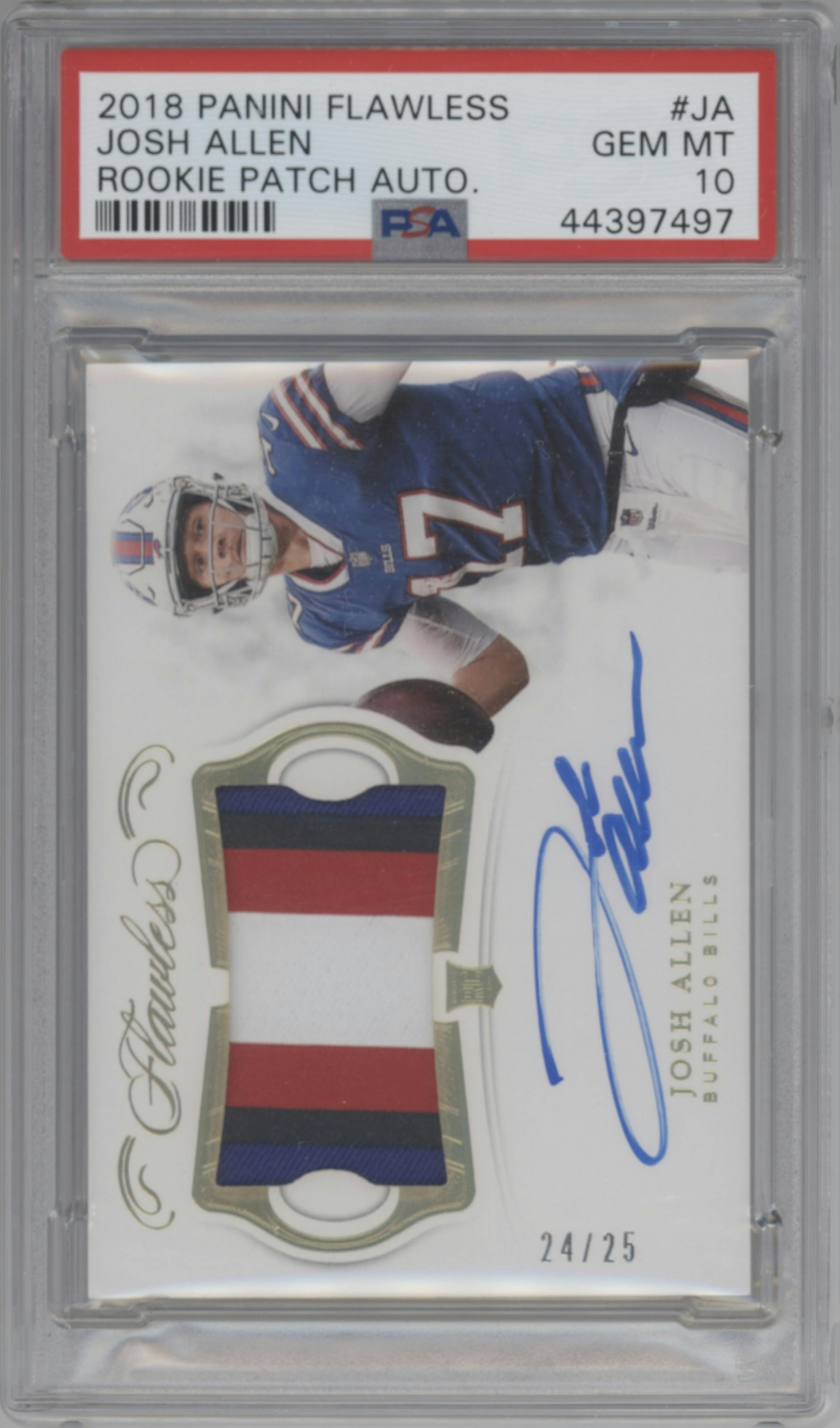 Josh Allen  from the 2018 Panini Flawless set graded by PSA and given an overall grade of 10.